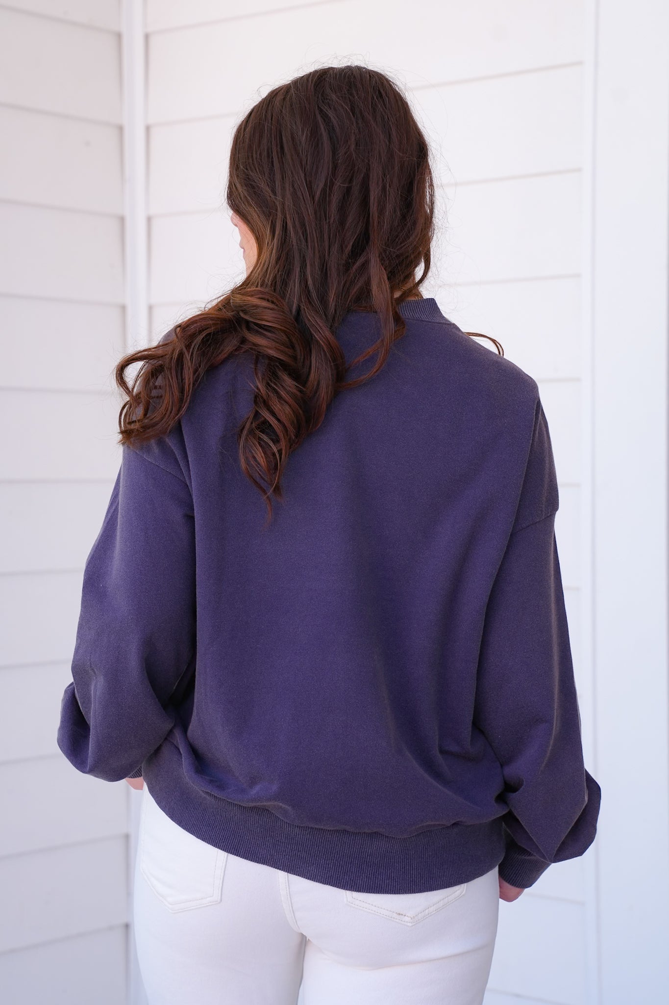 Mineral Wash Long Sleeve American Flag Patch Sweatshirt