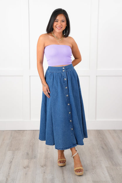 Ribbed Knit Cropped Tube Top with Non Slip Detail