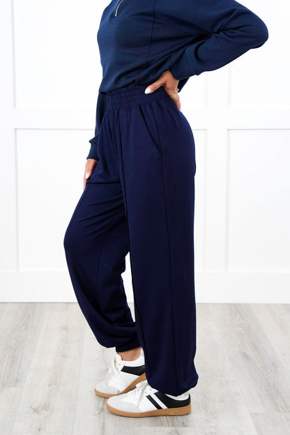 Plus/Reg Butter Soft Knit Elastic Waist Joggers with Side Pockets