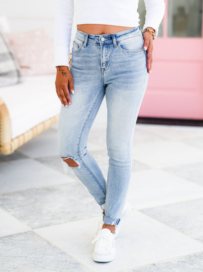 Vervet "Radmore" Mid Rise Slim Crop with Double Cuff