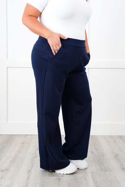 Door Buster!! Plus/Reg Solid Knit Straight Leg Pull On Pants