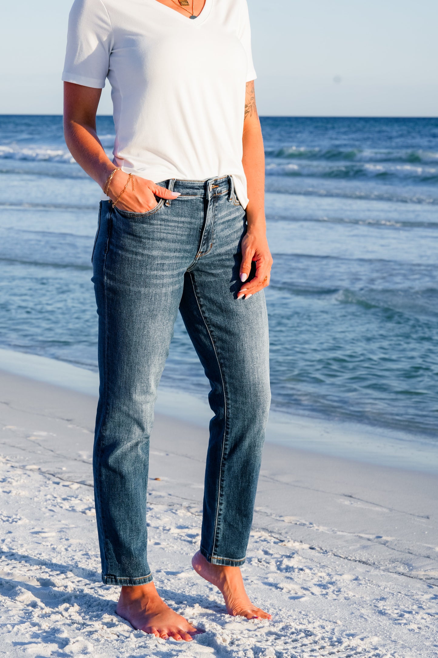 Judy Blue Mid Rise Dark Vintage Wash Non-Distressed Boyfriend