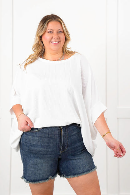 Door Buster! Plus/Reg Thermal Short Dolman Sleeve Round Neck Top