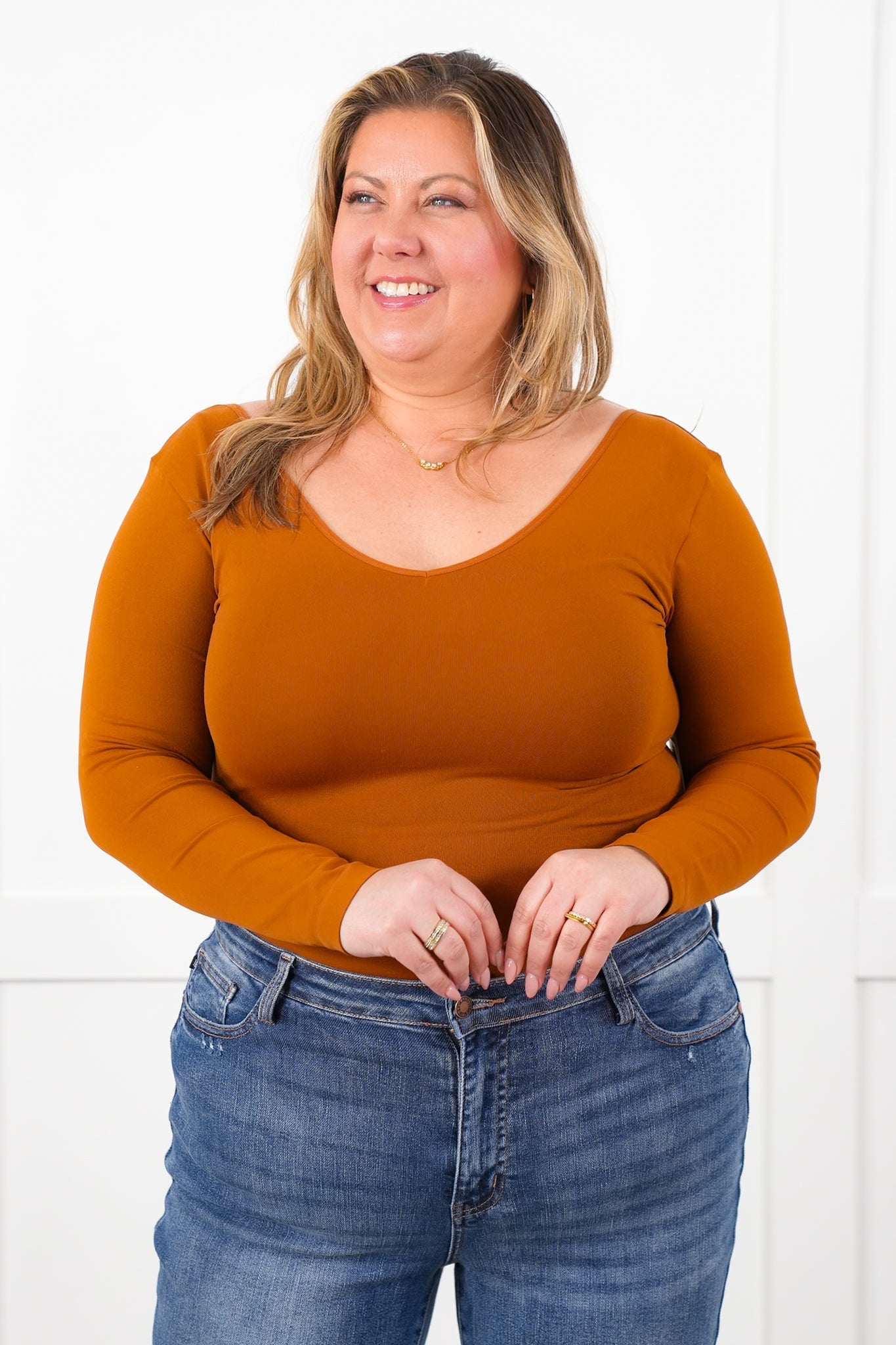 Door Buster! Plus/Reg Solid Long Sleeve Reversible Top