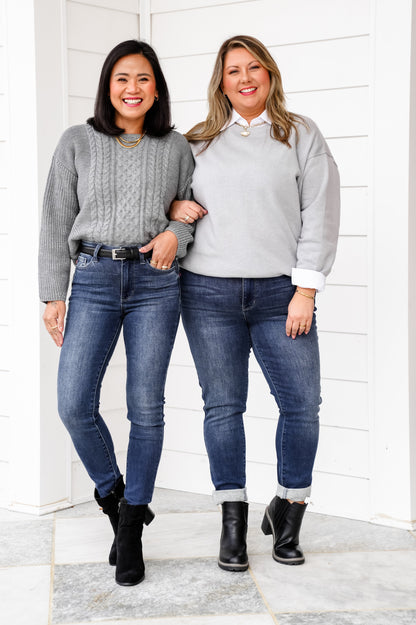 Judy Blue Mid Rise Dark Wash Thermal Skinny Jeans