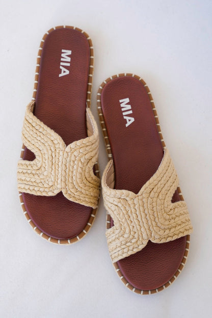 MIA Braided Raffia Slide Sandal