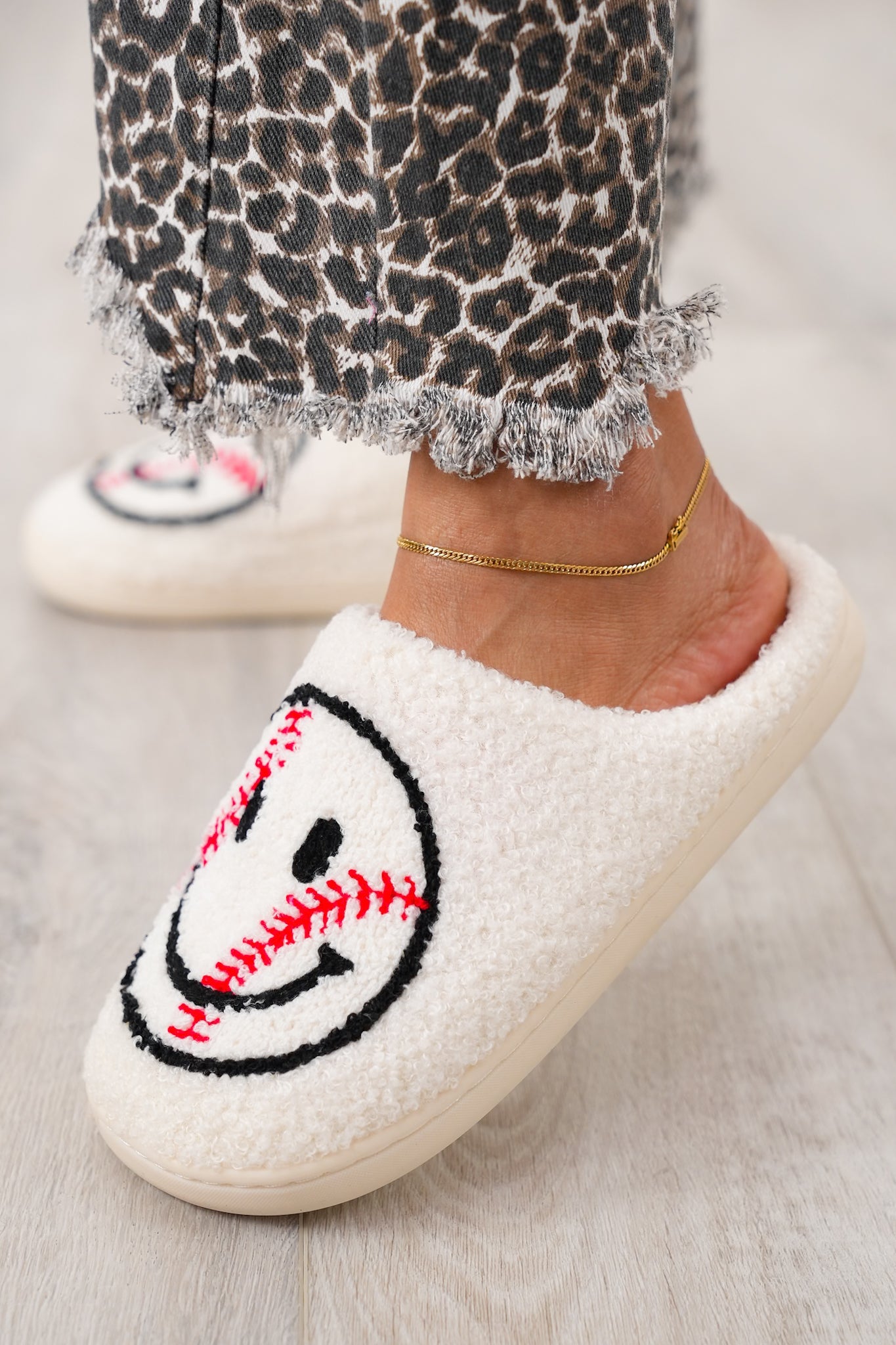 Baseball Happy Face House Slippers