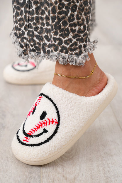 Baseball Happy Face House Slippers