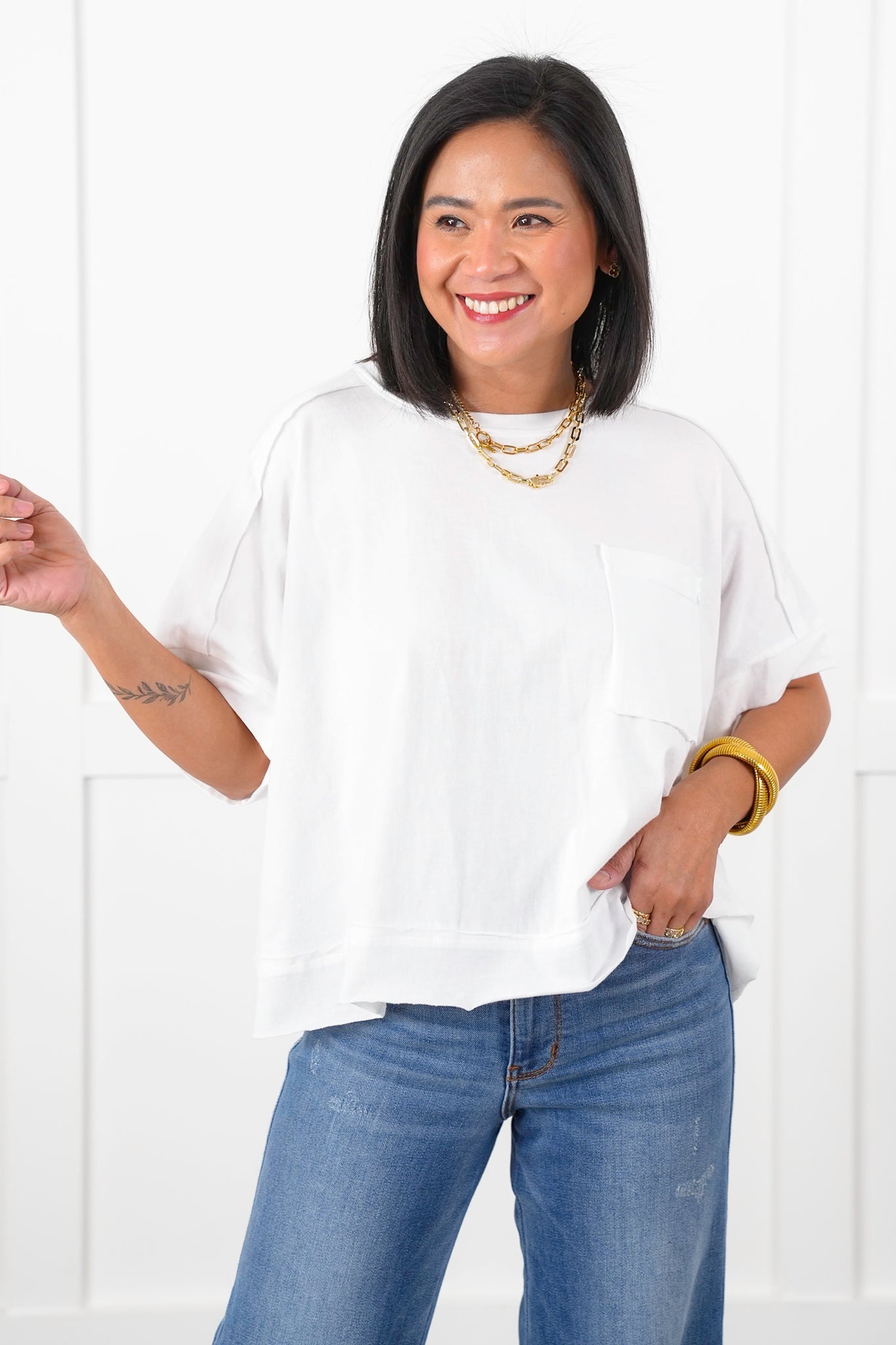 Door Buster! Zenana Oversized Exposed Seam Crop Box Tee