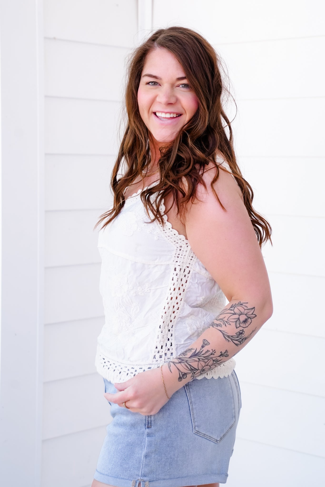 Restock! POL Crochet Tank Top with Embroidery Detail