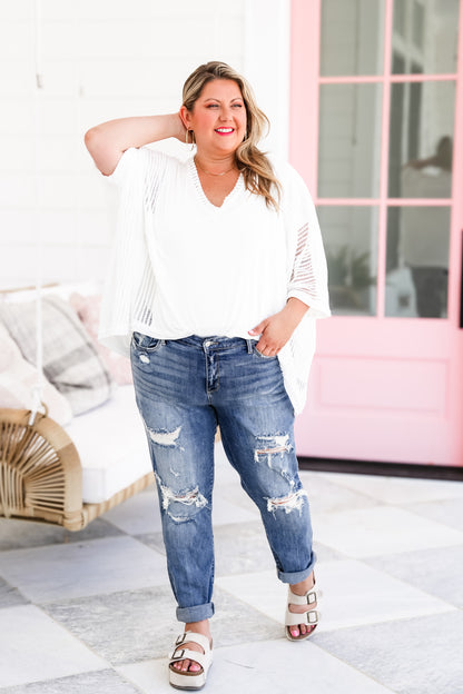 Judy Blue Lunch Break Mid-Rise Distressed Boyfriend Jeans