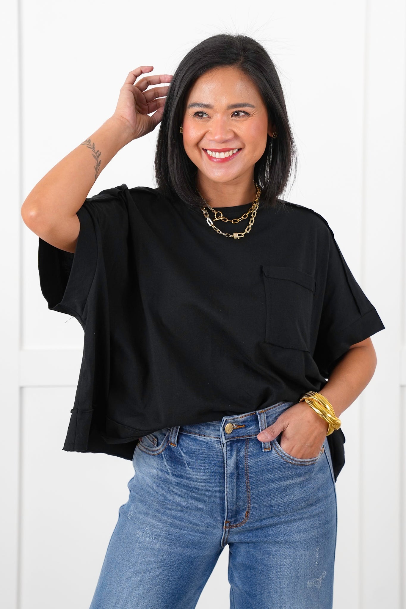 Door Buster! Zenana Oversized Exposed Seam Crop Box Tee