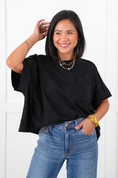 Door Buster! Zenana Oversized Exposed Seam Crop Box Tee
