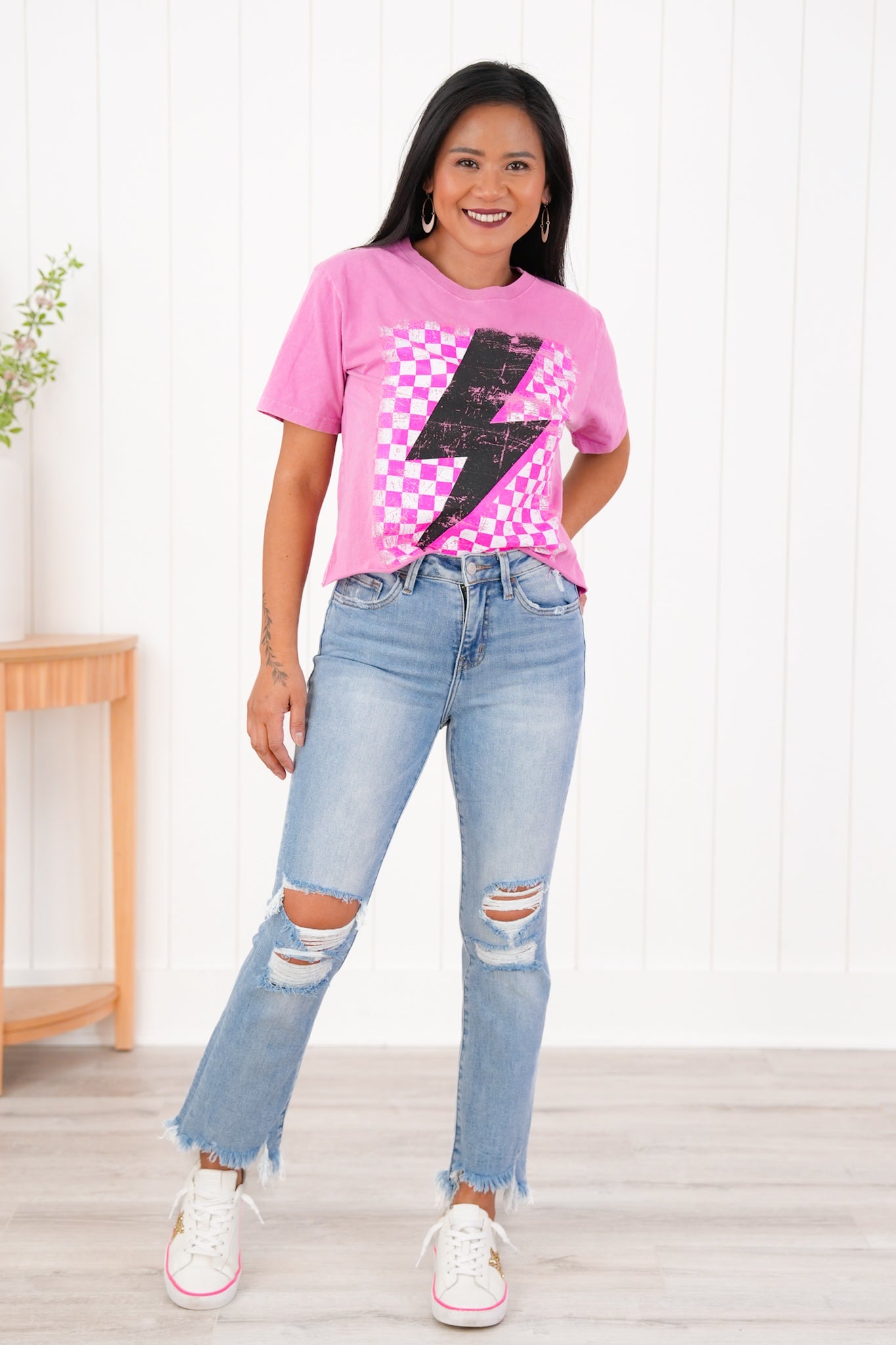 Lovervet High Rise Medium Wash Distressed Cropped Flare Jeans