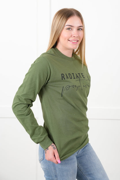 Plus/Reg Long Sleeve "Radiate Positivity" Graphic Tee