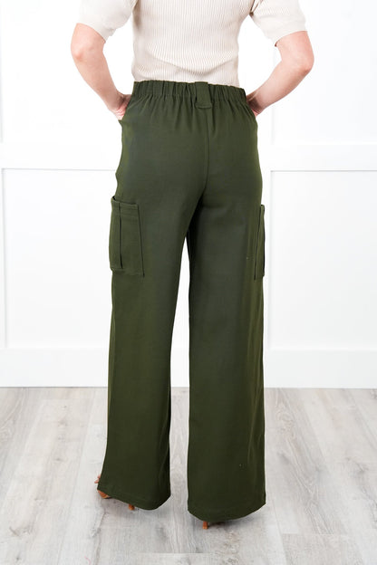 Solid High Waisted Cargo Pants with Pockets