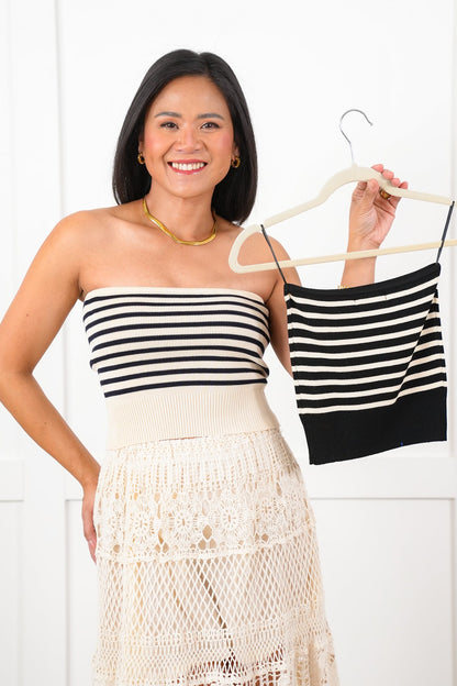 Striped Ribbed Knit Tube Top
