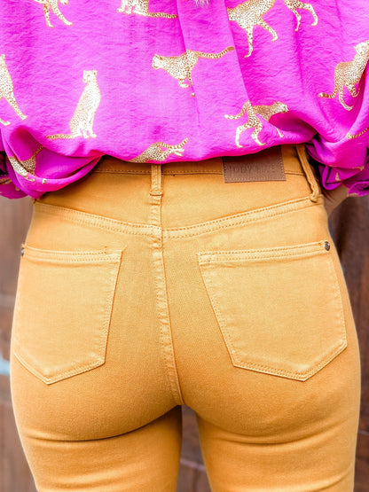 Judy Blue Goldilocks Marigold High Rise Tummy Control Flare Jeans