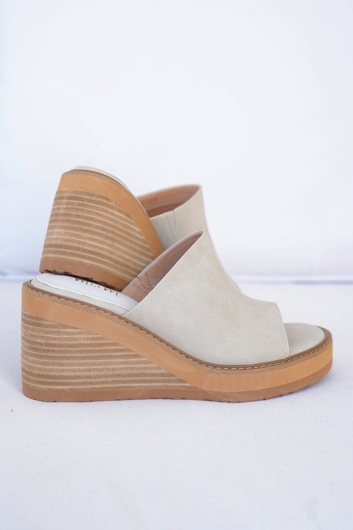 Chic Sandstone Wedge Heel Mule with Vegan Leather Upper