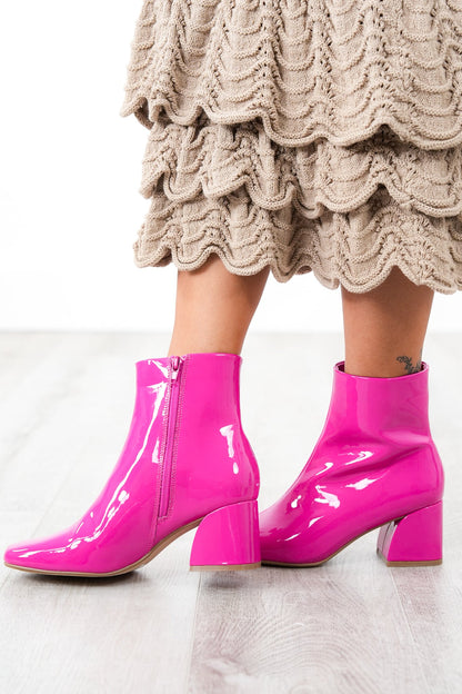 Glossy Block Heel Ankle Bootie (Multiple Colors)