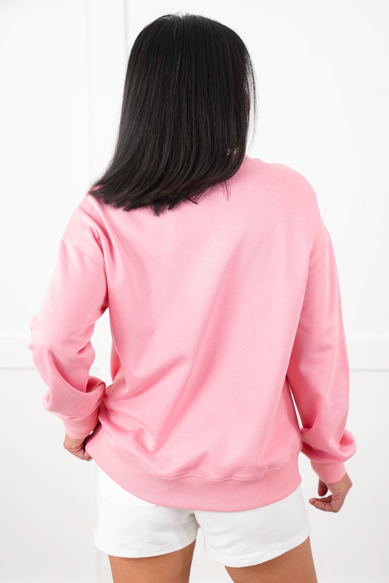 Checkered Bunny and Bows Graphic Long Sleeve Pullover Sweatshirt