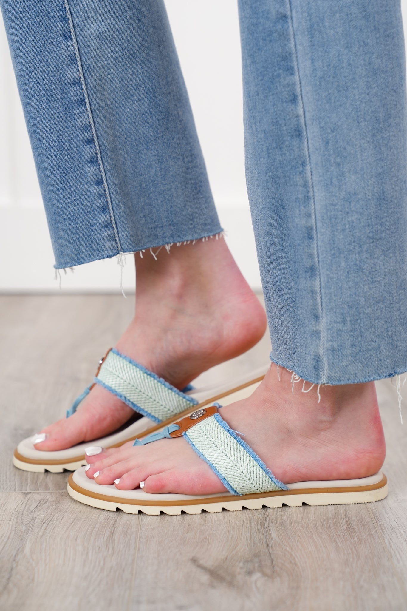 Yellow Box "Stencil" Woven Texture Thong Flip Flop Sandal