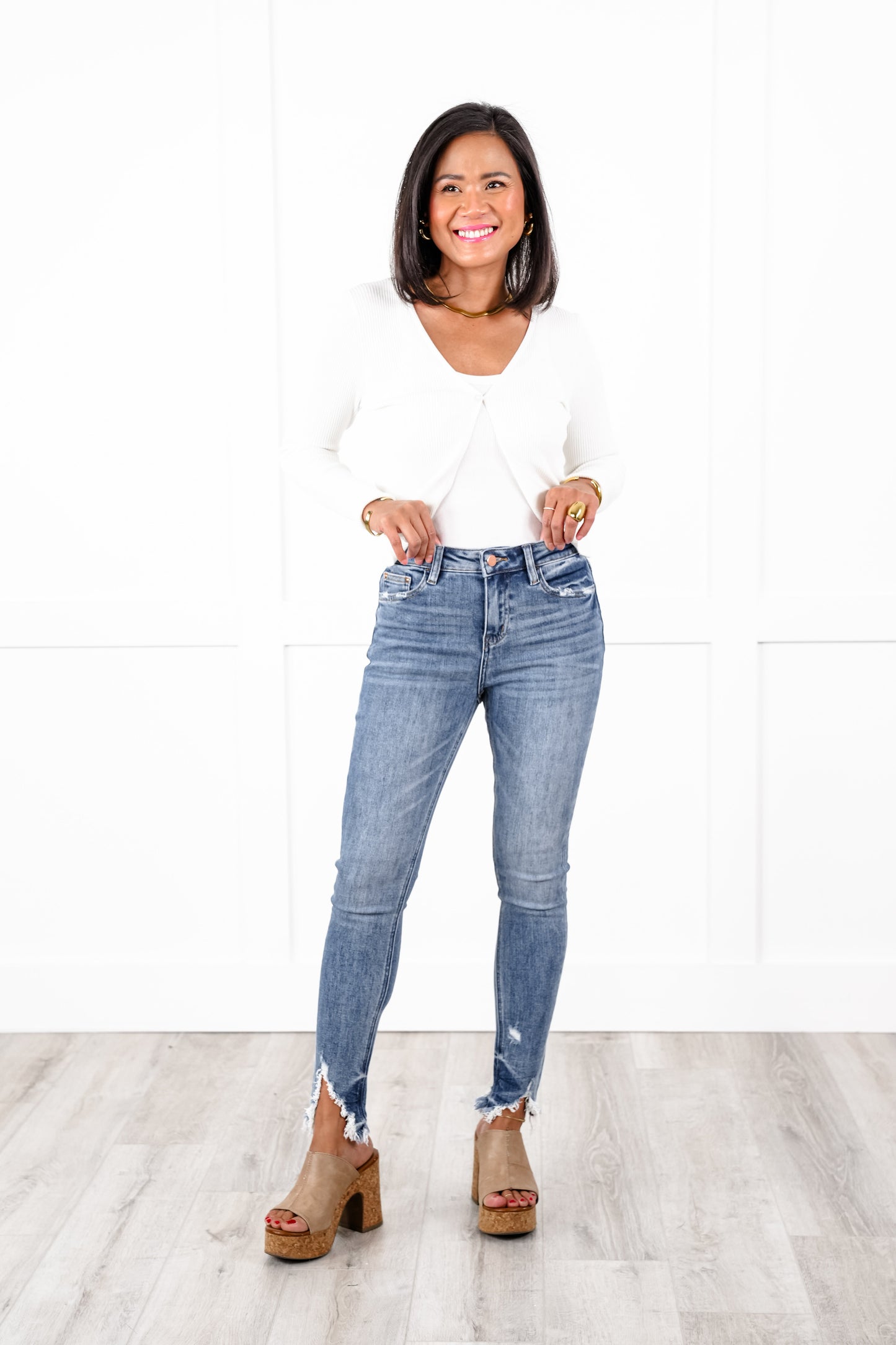 Mica High Rise Medium Wash Skinny Ankle Jeans