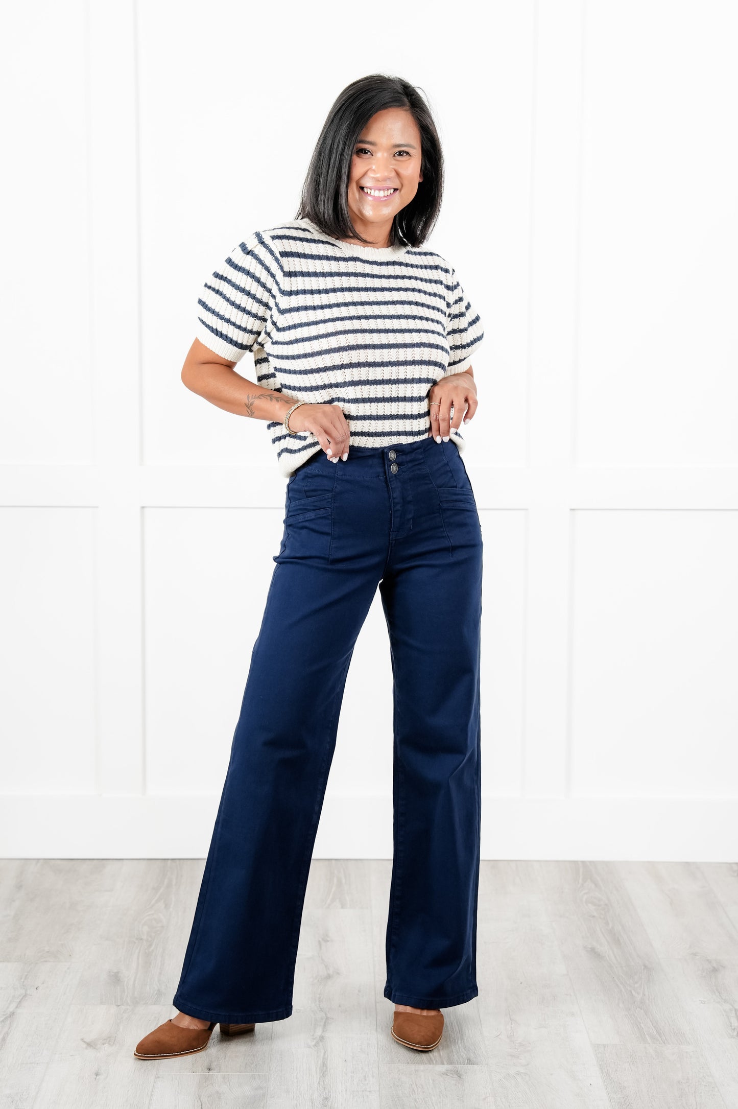 Mica High Rise Dark Navy Wide Leg Jeans