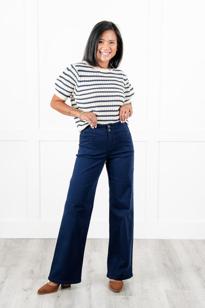Mica High Rise Dark Navy Wide Leg Jeans