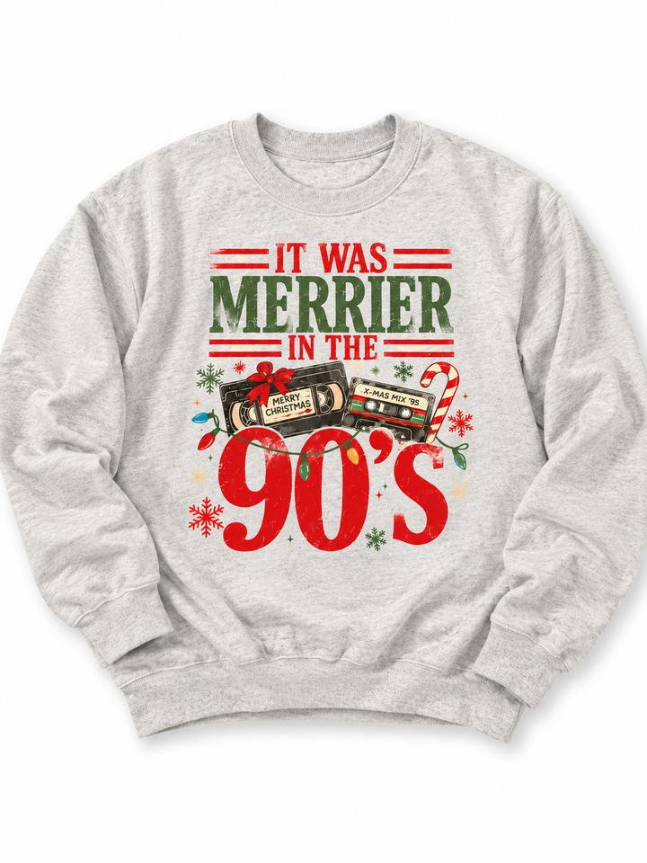 Plus/Reg It was Merrier In the 90's Retro Christmas Graphic Sweatshirt