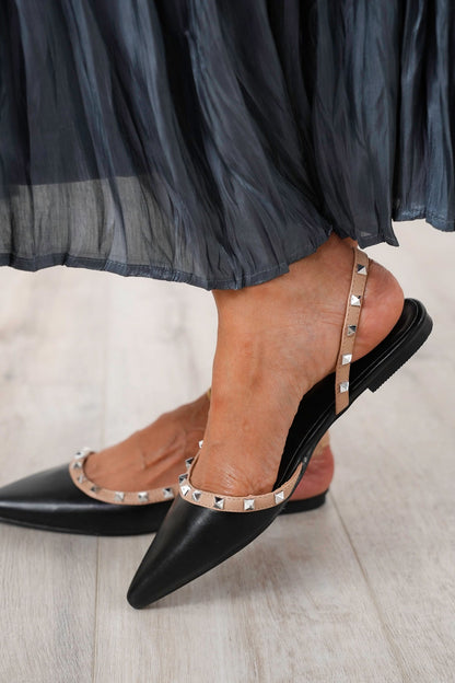 Restock! Studded Slingback Flat with Adjustable Ankle Strap
