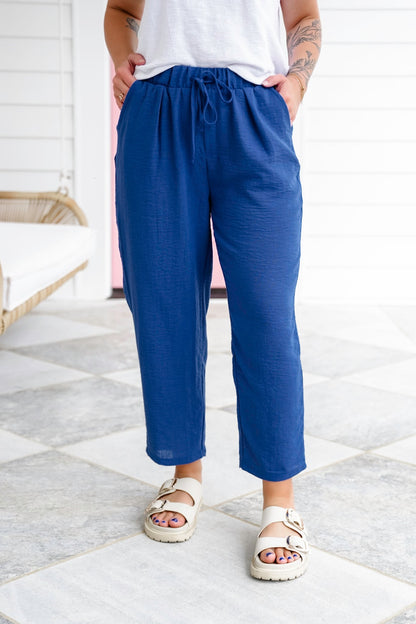 Door Buster! Zenana Woven Crepe Drawstring Elasticband Waist Pants