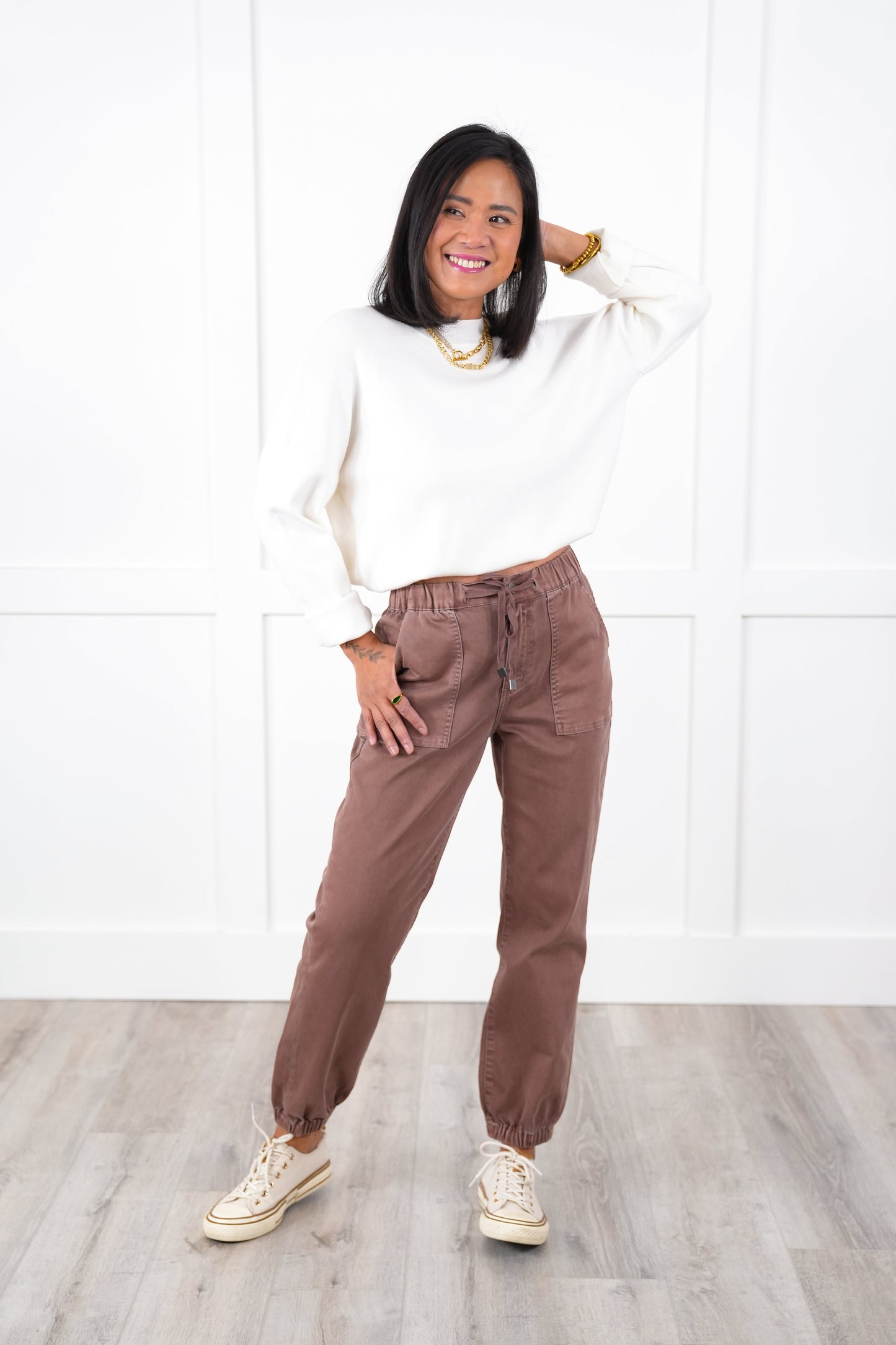 Mica High Rise Brown Cropped Jogger