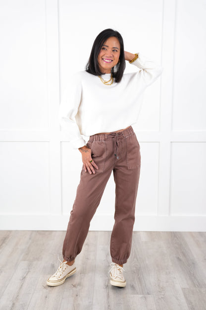 Mica High Rise Brown Cropped Jogger