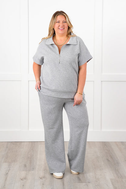 Door Buster! Plus/Reg Short Dolman Sleeve Half Zip Top and Pant Travel Set