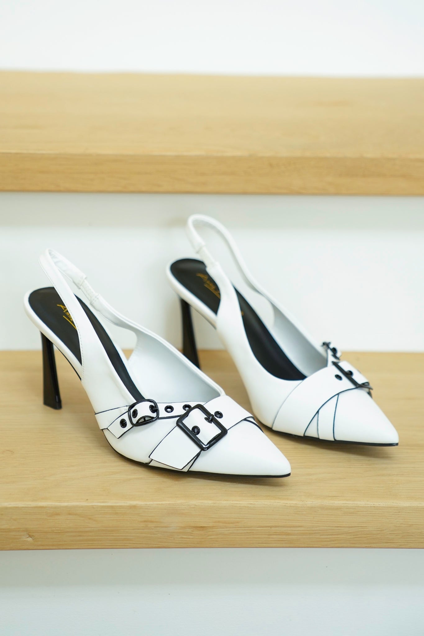 Vegan Leather Pointed Toe Slingback Heels