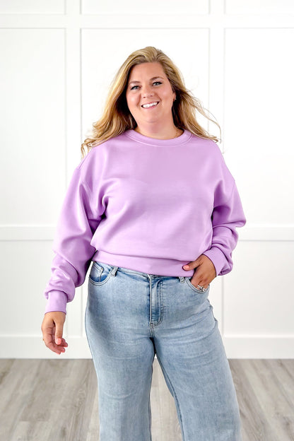 Long Sleeve Crew Neck Scuba Knit Sweatshirt