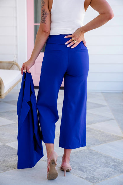 Door Buster! Plus/Reg Solid Knit Wide Leg Cropped Pull On Pants