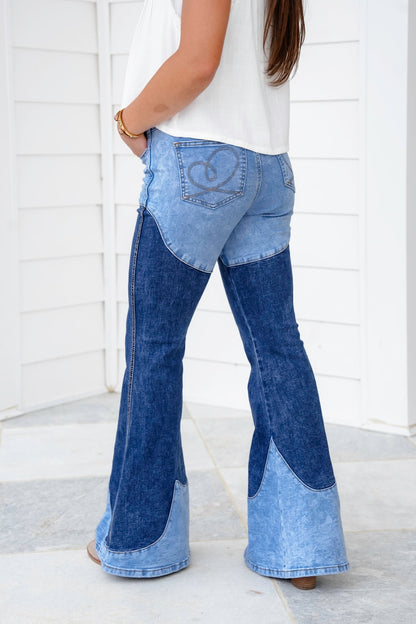 Restock! Mineral Wash Two Tone Denim Wide Leg Jeans