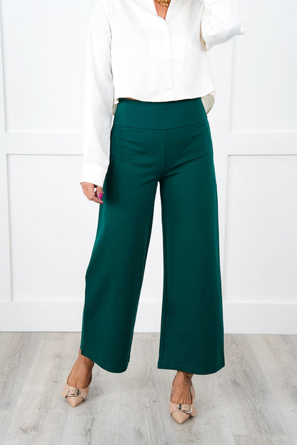 Door Buster! Plus/Reg Solid Double Knit Wide Leg Cropped Pull On Pants