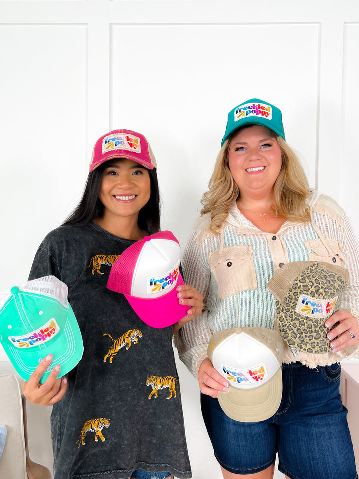 Freckled Poppy Embroidered Hats