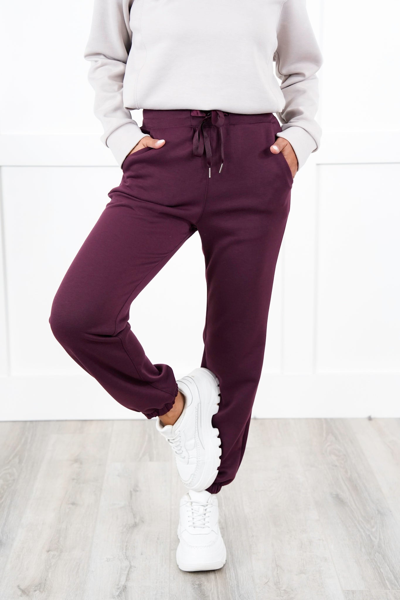 Door Buster! Plus/Reg Elastic Waist Scuba Knit Joggers with Ribbon Drawstring