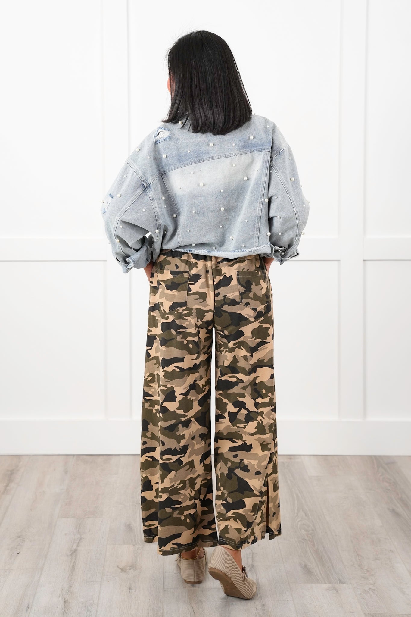POL Camo Thermal Knit Elastic Waist Pants with Side Pockets