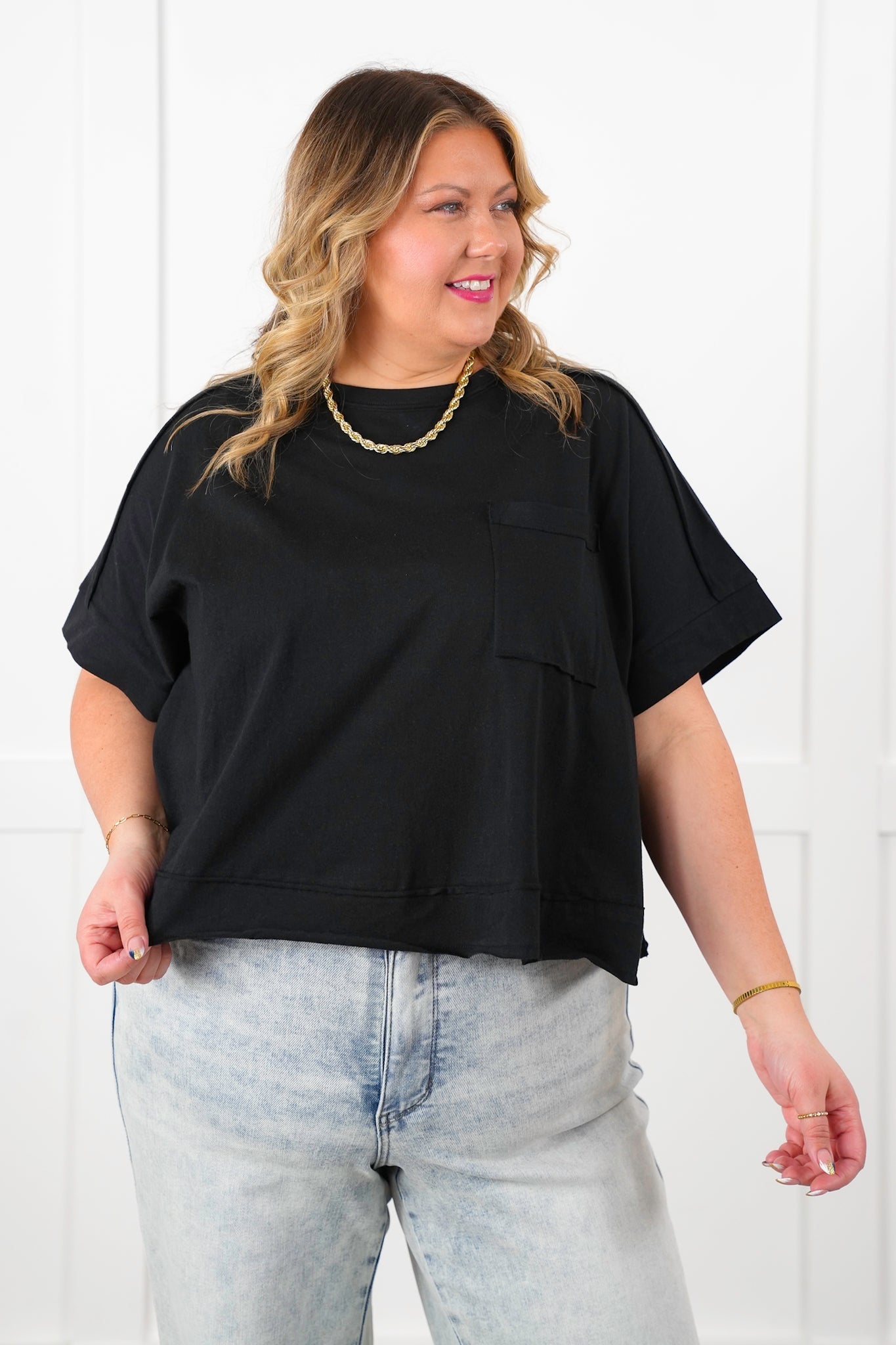 Door Buster! Zenana Oversized Exposed Seam Crop Box Tee