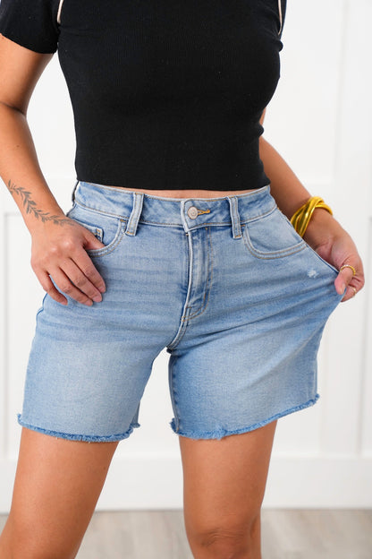 Door Buster! Zenana Light Wash Raw Hem Denim Shorts
