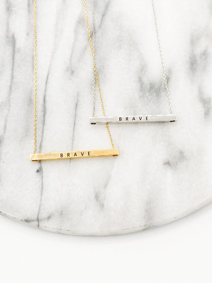 "Brave" Bar Message Necklace