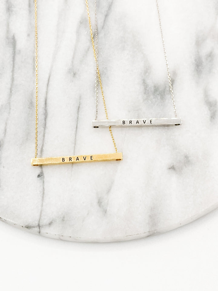 "Brave" Bar Message Necklace