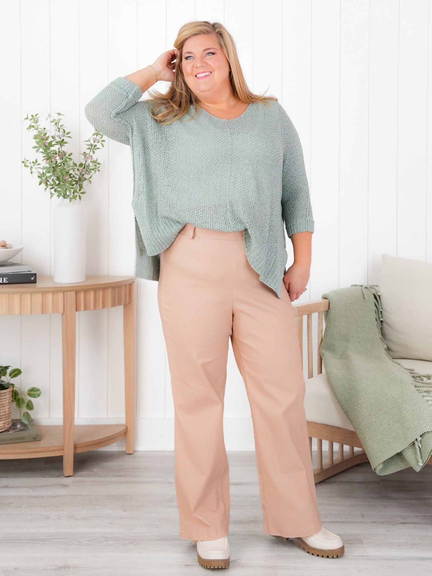 Plus/Reg High Waist Pull On Pant (Multiple Colors)