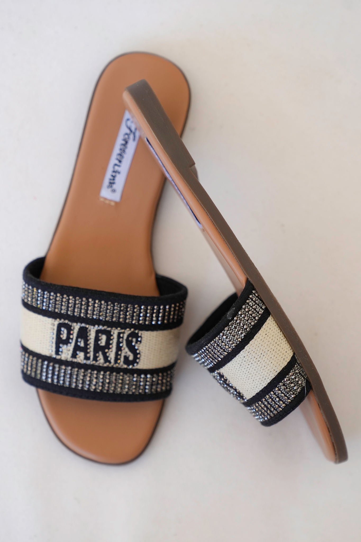 Slip On Flat Sandal with Embellished Wide Strap