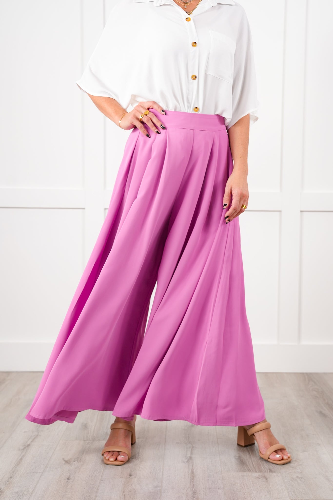 Pleated High Waist Wide Leg Pants